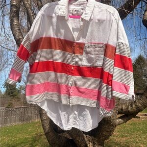 HOLDING HORSES Red and Pink Striped Button Down Shirt